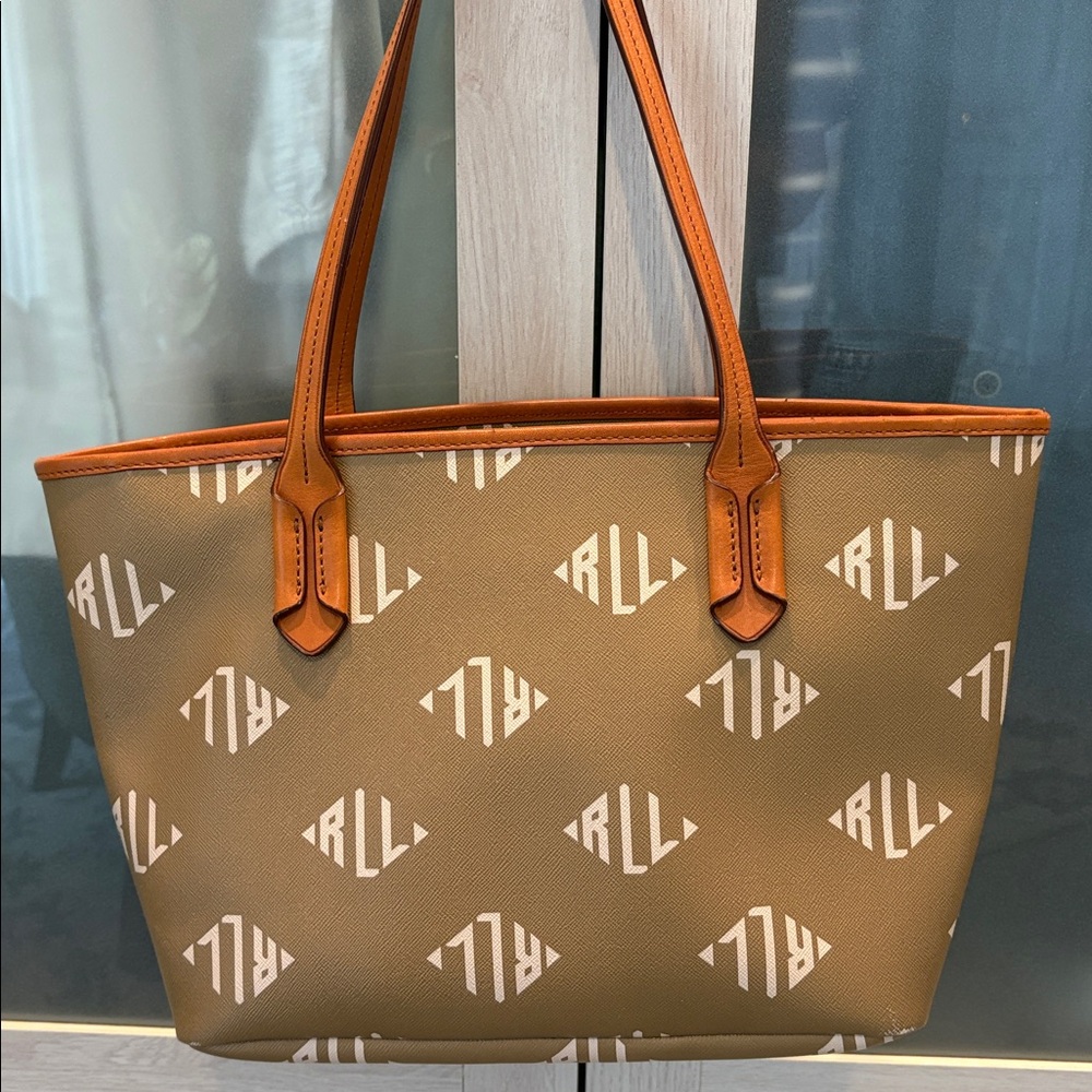 Ralph Lauren Monogram Coated Canvas Shoulder Tote - Picture 3 of 14